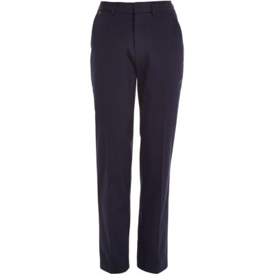 Navy smart stretch slim fit trousers